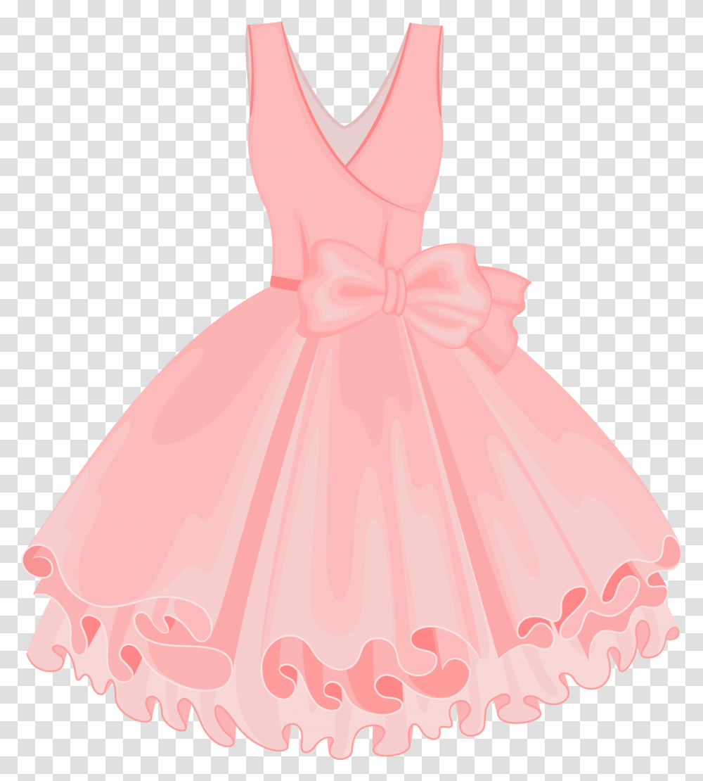 Download Pink Painted Dress Vector Pink Dress Clipart, Clothing, Apparel, Wedding Gown, Robe Transparent Png