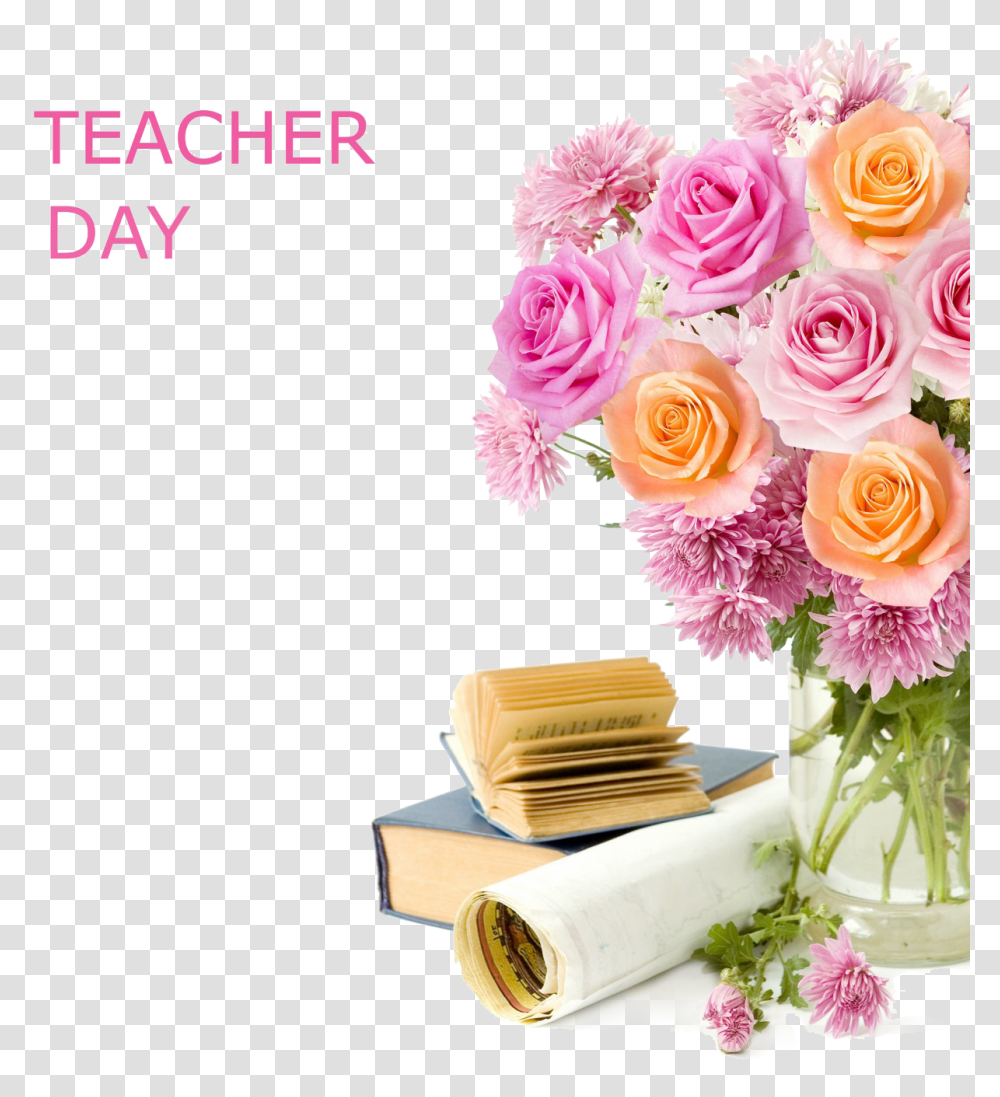 Download Pink Product Flower Day Teachers Teacher Hq Teacher Day Background, Plant, Rose, Flower Bouquet, Flower Arrangement Transparent Png