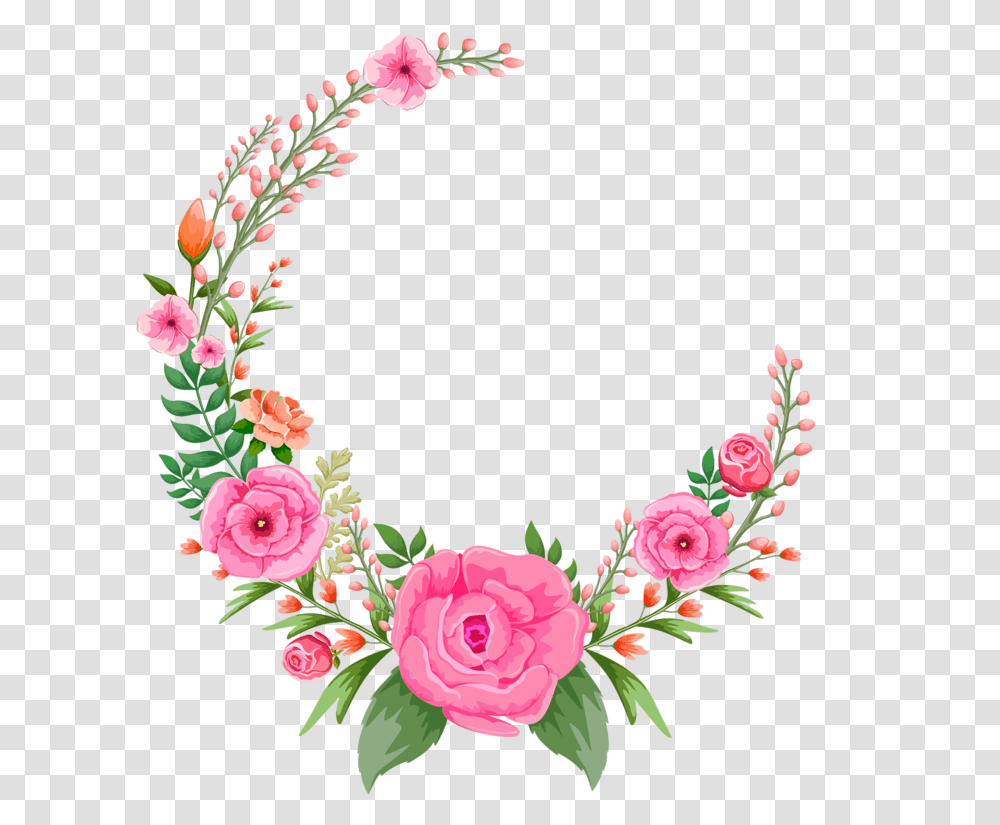 Download Pink Rose Flowers Flower Frame Free Hd Image Floral Circle Frame, Plant, Blossom, Flower Arrangement, Petal Transparent Png