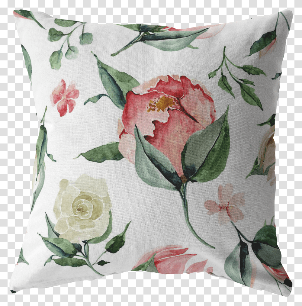 Download Pink Rose Watercolor Throw Pillow Image With No Pillow Background Transparent Png