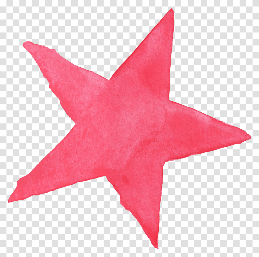 Download Pink Stars Watercolor Star Image With Pink Watercolor Star, Symbol, Star Symbol, Cross, Leaf Transparent Png