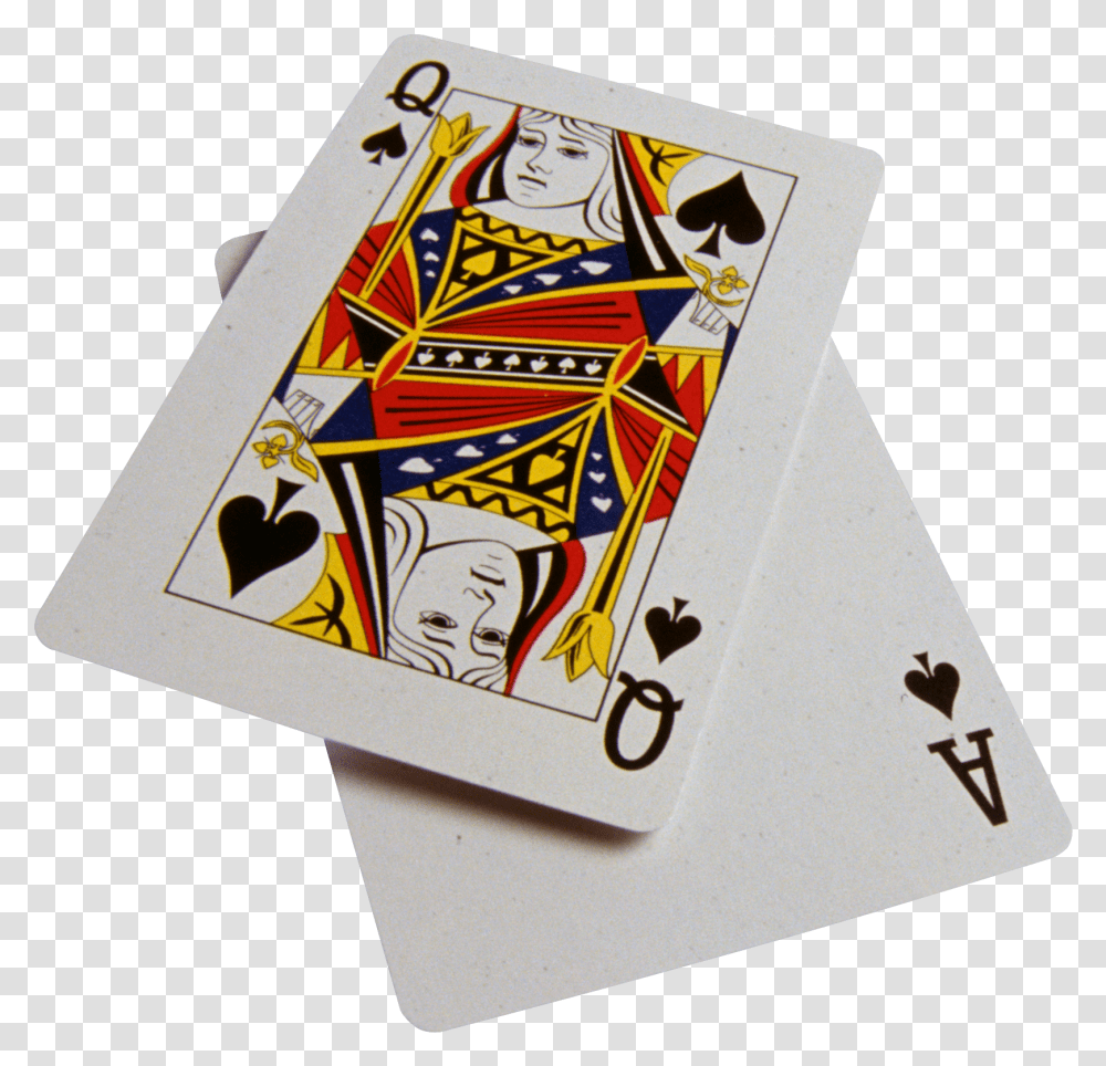 Download Playing Cards Ace And Queen Of Spades, Game, Gambling, Text Transparent Png