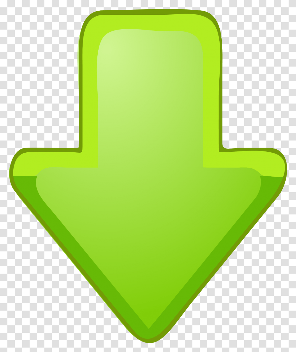 Download Pointing Down Arrow Green Arrow Pointing Down, Shovel, Tool, Lighting, Triangle Transparent Png
