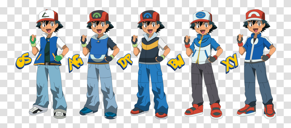 Download Pokemon Ash Through The Years, Shoe, Clothing, Person, People Transparent Png