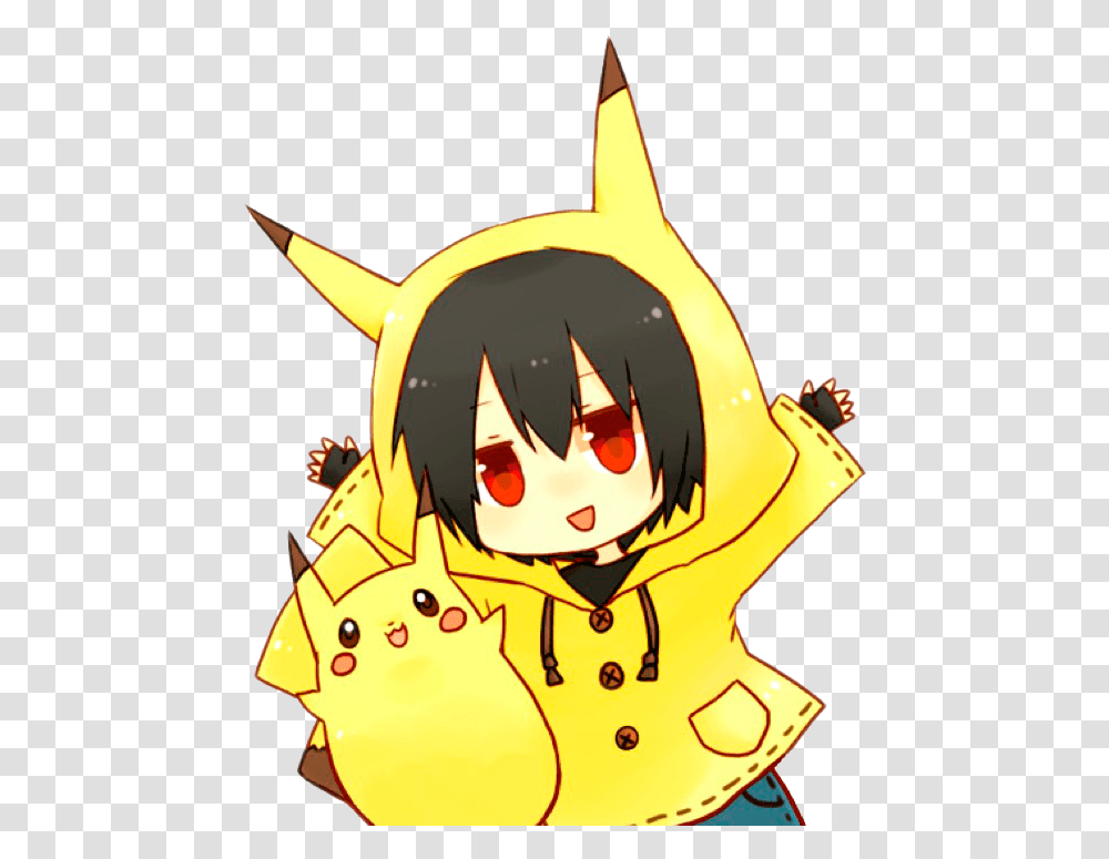 Download Pokemon Pikachu Chibi Anime Boy Cute Tumblr Hoodie Hoodie Anime Chibi Boy, Clothing, Apparel, Coat Transparent Png