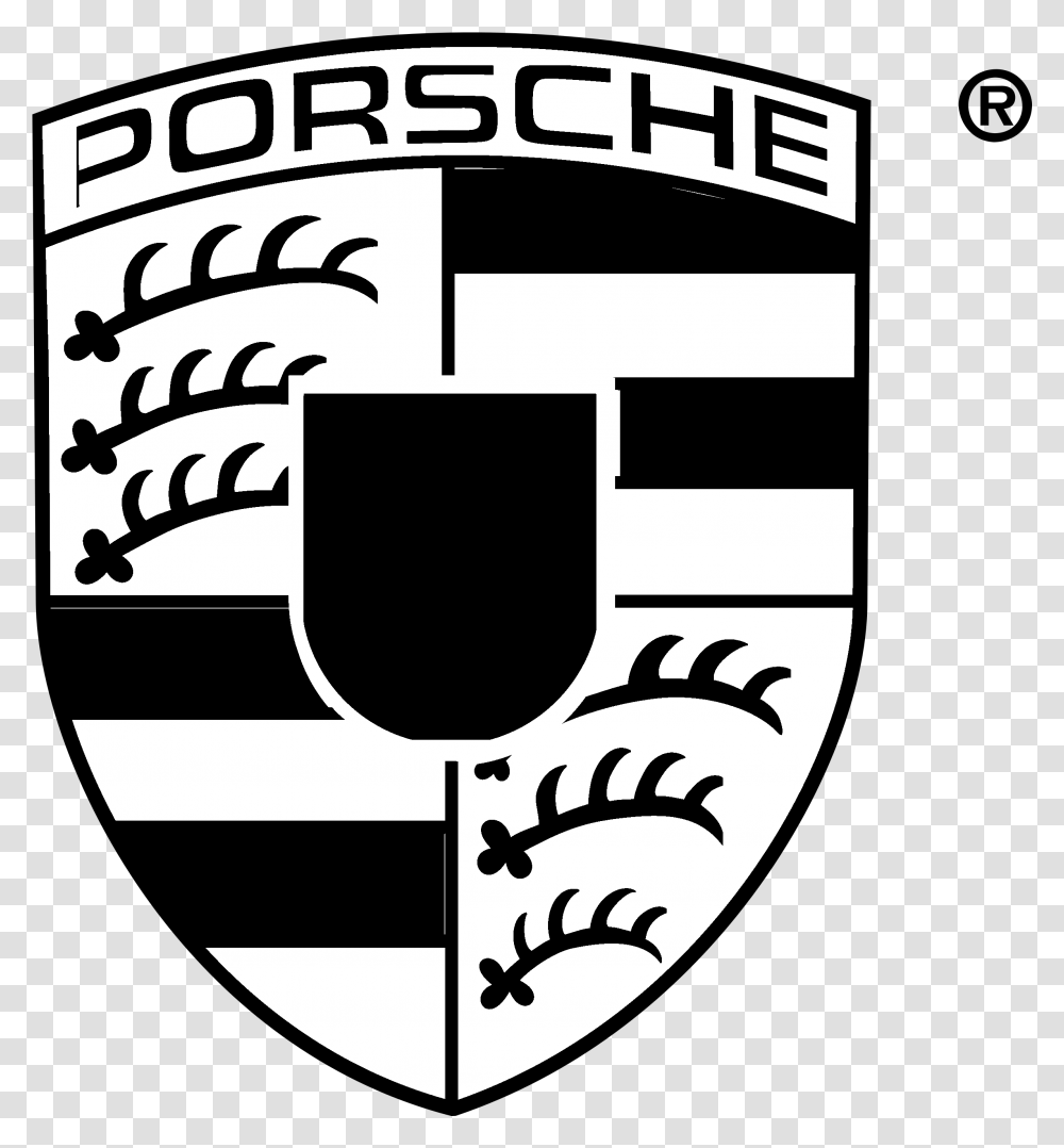 Download Porsche Logo Black And White Porsche Car Logo, Text, Armor, Stencil Transparent Png