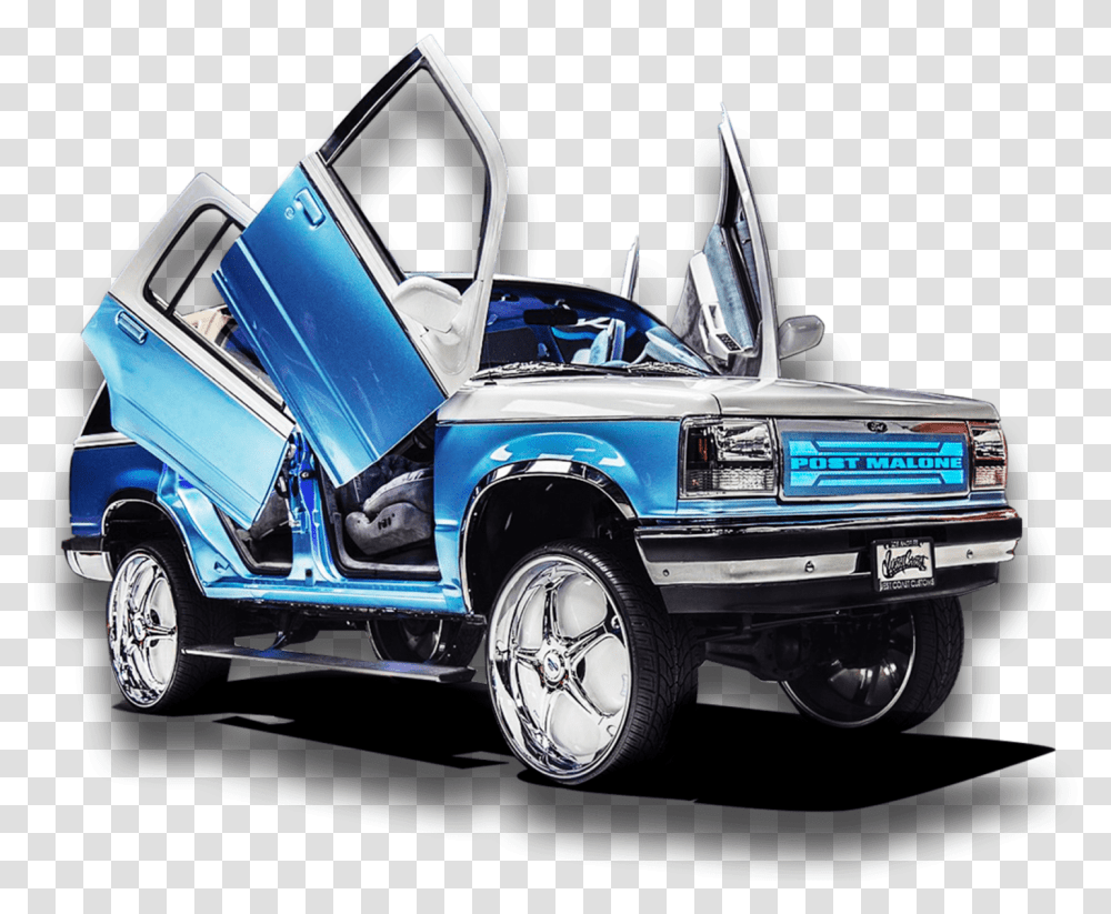 Download Post Malone May 7 Image With No Background Post Malone West Coast Customs Car, Vehicle, Transportation, Tire, Wheel Transparent Png