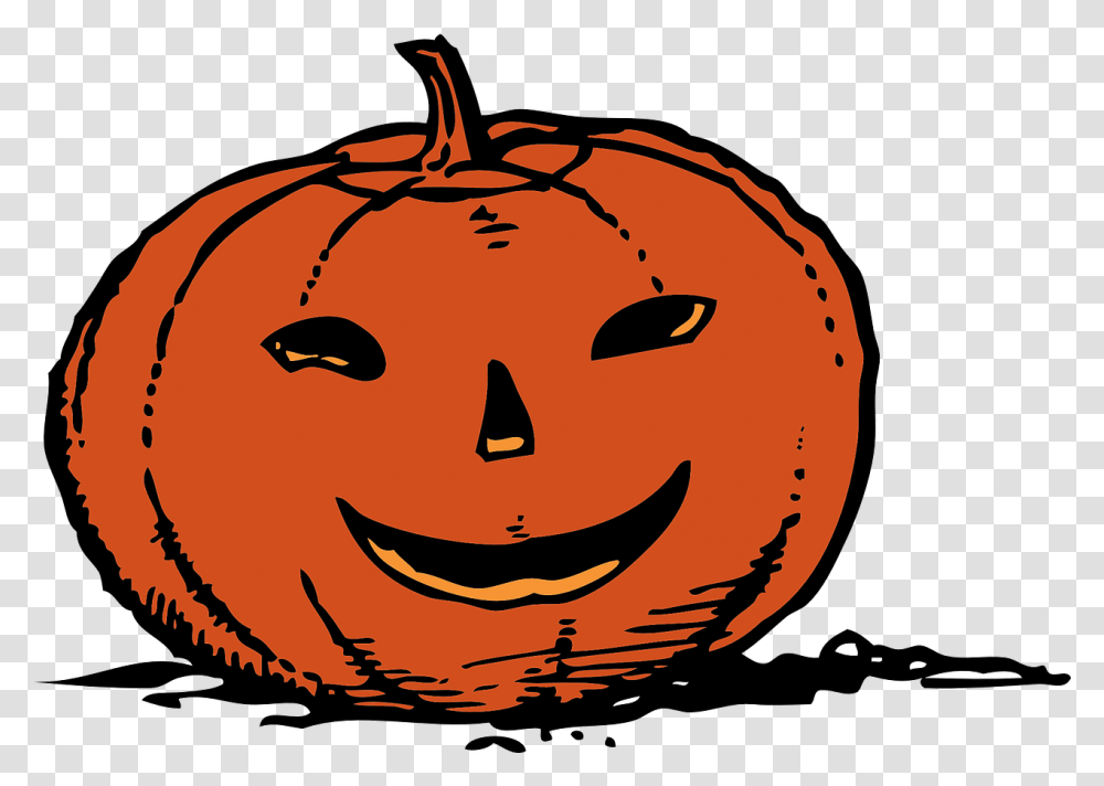 Download Pumpkins Vector Halloween Smiling Pumpkin Clipart Jack O Lantern Graphic, Plant, Vegetable, Food Transparent Png