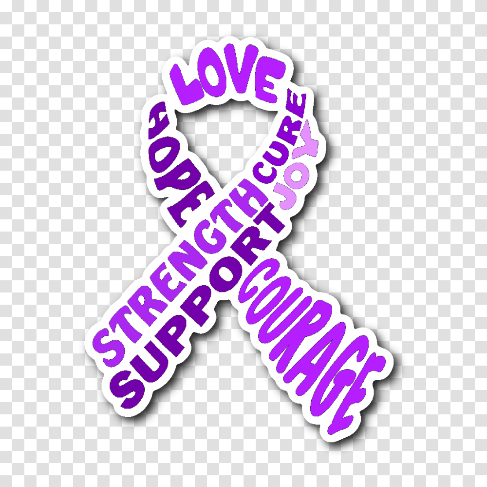 Download Purple Awareness Ribbon With Purple Cancer Ribbon, Alphabet, Text, Hand, Word Transparent Png