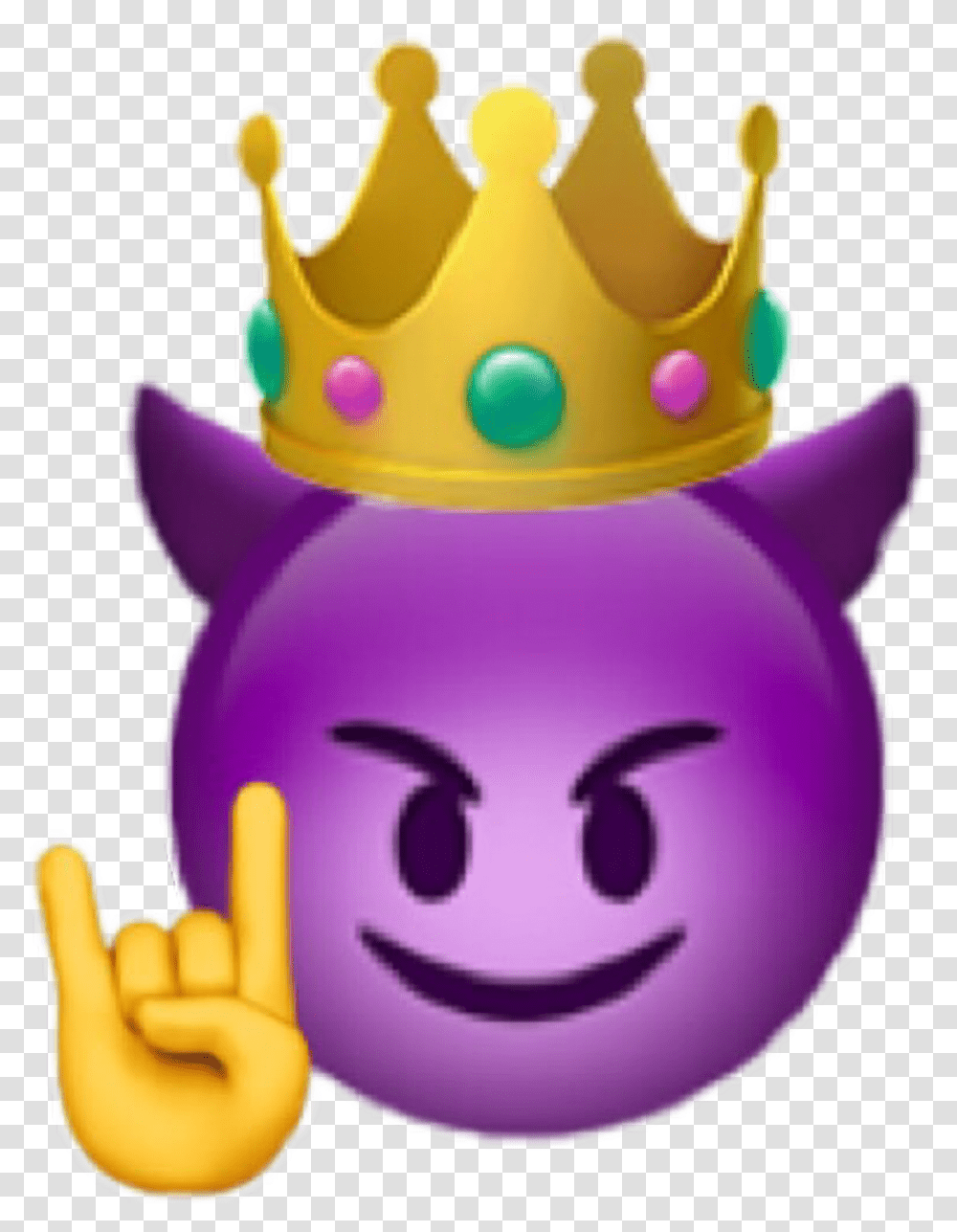 Download Purple Devil Emoji Iphone Crown Emoji, Toy, Birthday Cake, Dessert, Food Transparent Png