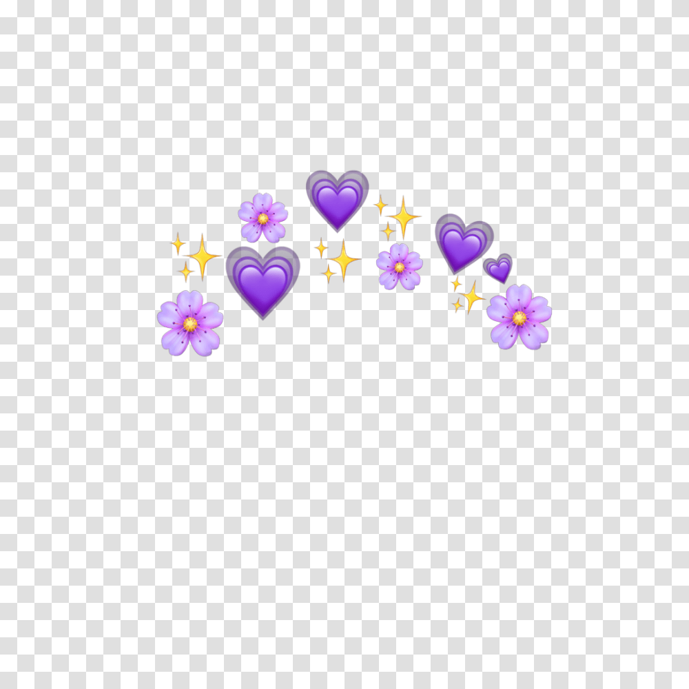 Download Purple Emoji Emojis Flowers Flower Hearts Emoji Flower Crown, Graphics, Floral Design, Pattern Transparent Png