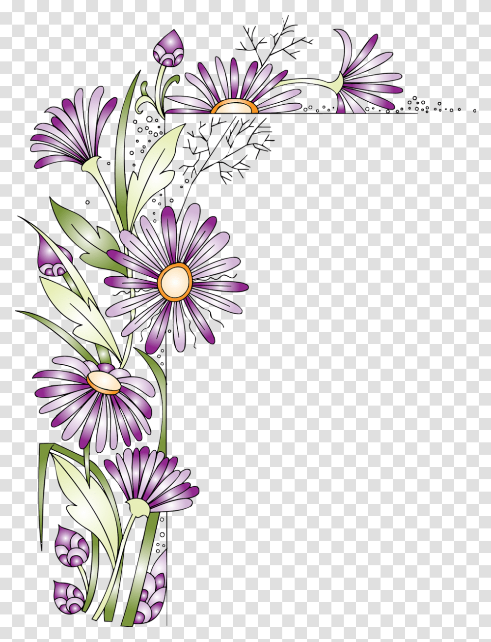 Download Purple Flower Border African Daisy Image With Purple Flower Border, Graphics, Art, Floral Design, Pattern Transparent Png