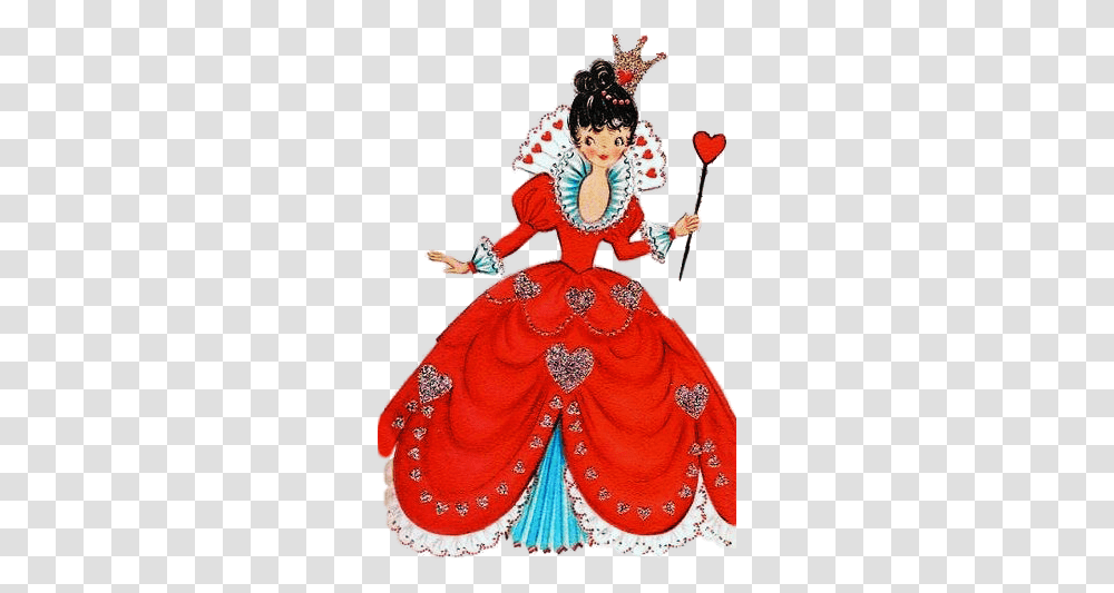 Download Queen Of Hearts Card S Valentin Vintage Card, Clothing, Person, Doll, Toy Transparent Png