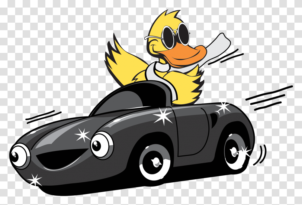 Download Quick Quack Car Wash Graphic Free Duck Cartoon Duck In A Car, Vehicle, Transportation, Sports Car, Wheel Transparent Png
