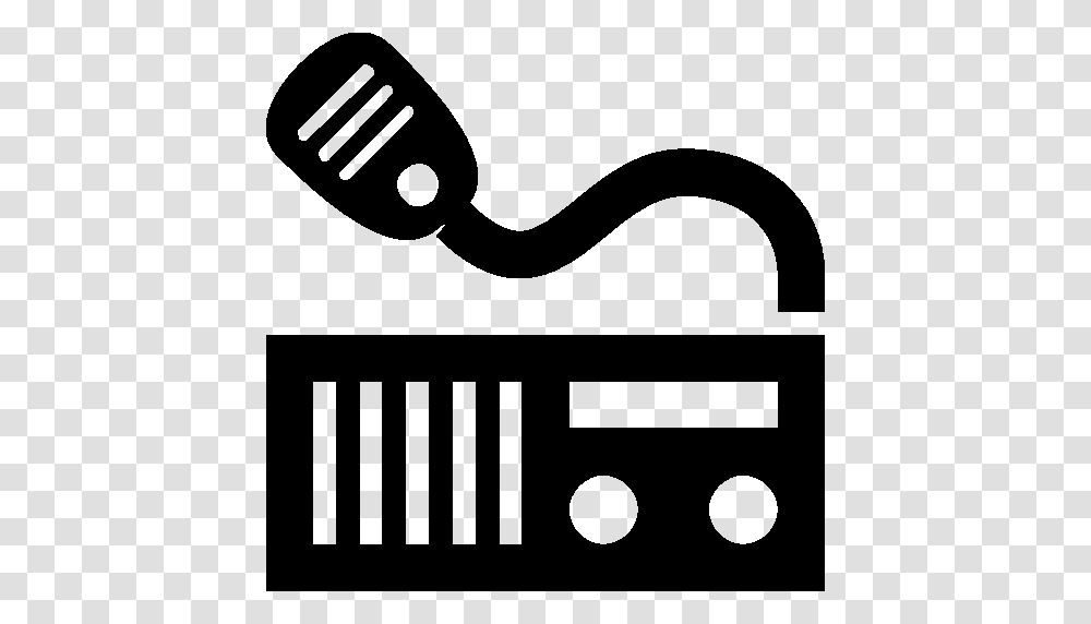Download Radio Clipart Microphone Radio Clip Art Microphone, Cutlery, Fork, Smoke Pipe, Stencil Transparent Png