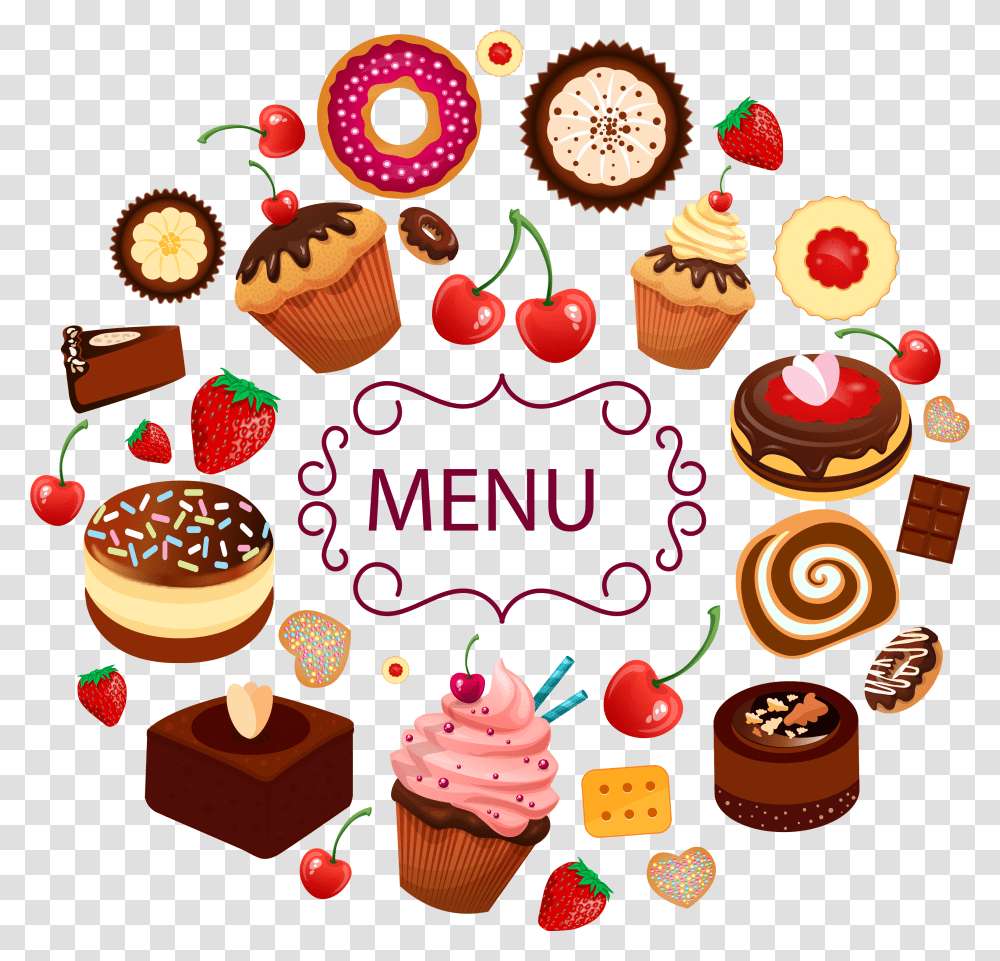 Download Recipe Card For Apple Pie Clipart Dessert Menu Cakes And Pastries Background, Cupcake, Cream, Food, Icing Transparent Png
