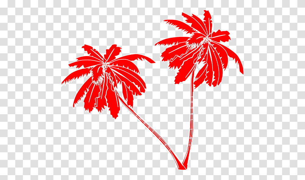 Download Red And White Palm Trees Clip Art Red Red Palm Tree Vector, Plant, Leaf, Hibiscus, Flower Transparent Png