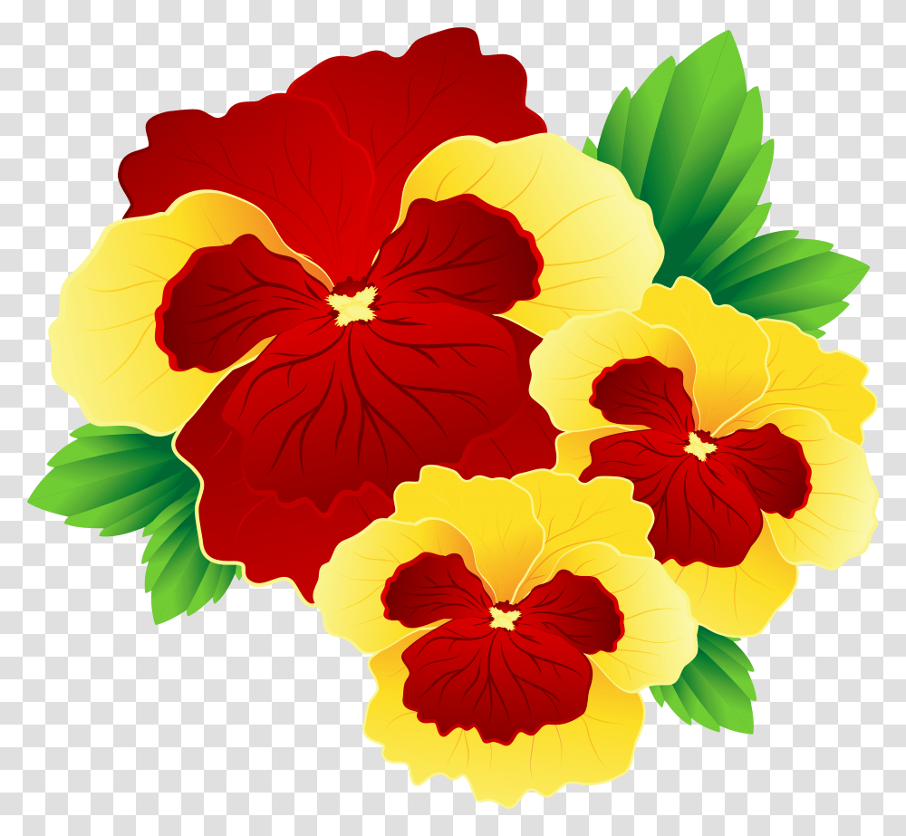 Download Red And Yellow Flowers Pansy Flower Clipart, Plant, Blossom, Hibiscus, Graphics Transparent Png