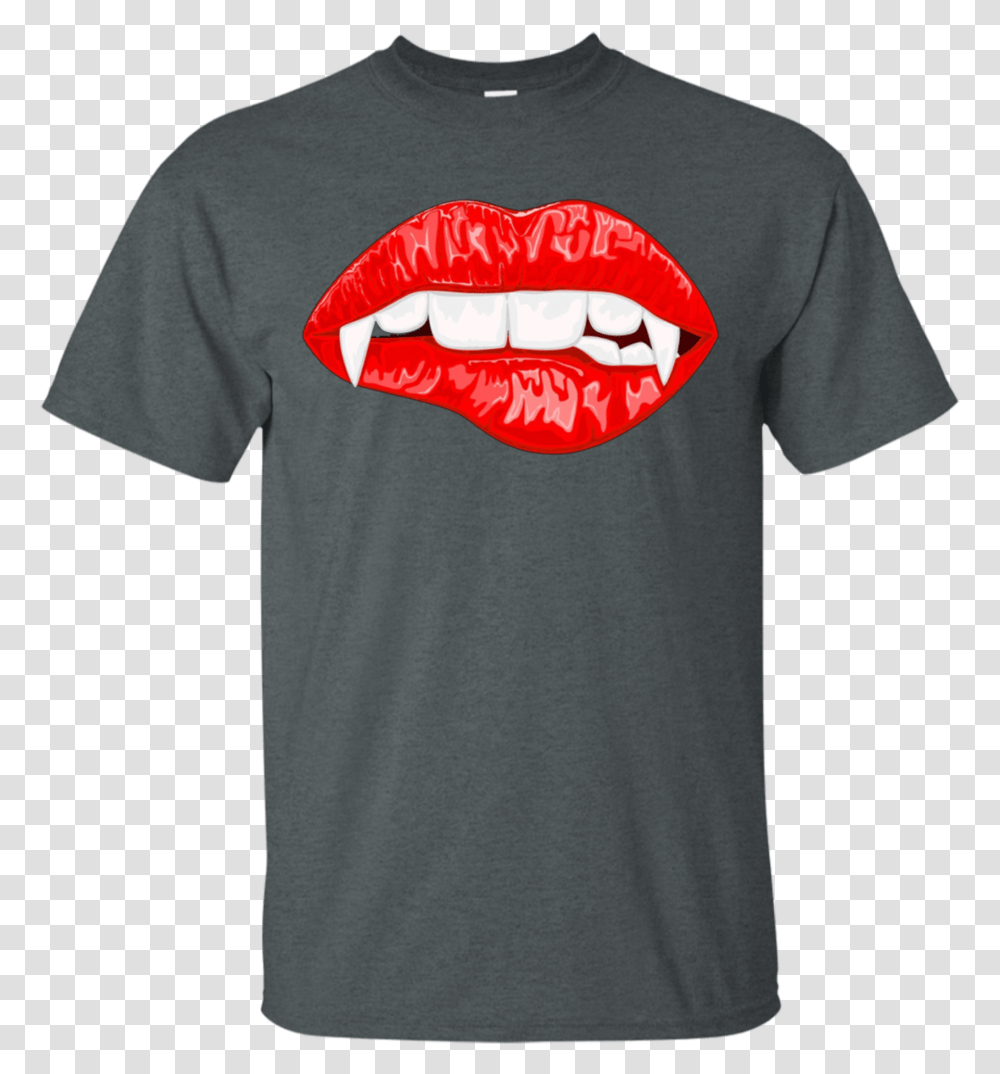Download Red Female Lips With Vampire Fangs Halloween Horror Camiseta Mickey Mouse Gucci, Clothing, Apparel, Teeth, Mouth Transparent Png
