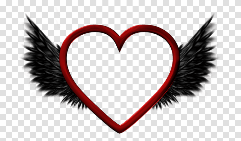 Download Red Heart With Black Wings Picture Heart With Wings, Cushion Transparent Png