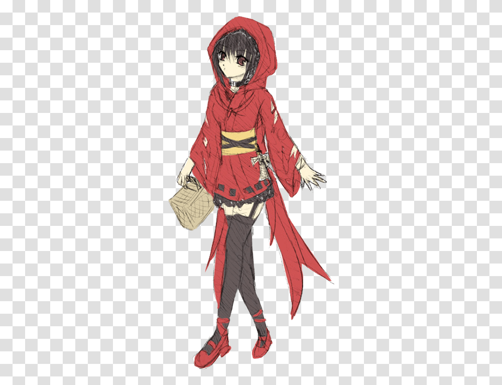 Download Red Hood Anime Girl Cape, Clothing, Apparel, Fashion, Robe Transparent Png