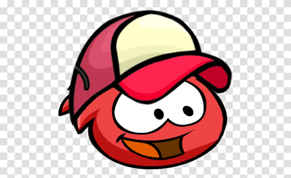Download Red Puffle With Baseball Cap Full Size Image Clip Art, Helmet, Clothing, Apparel, Hat Transparent Png