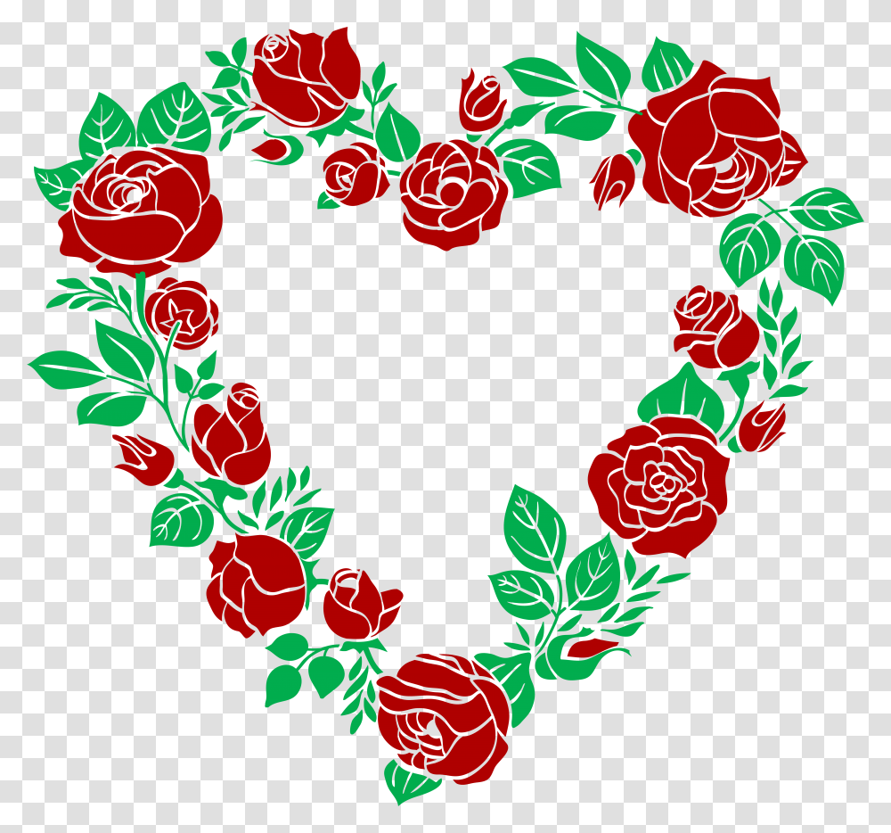 Download Red Rose Heart Border Clip, Graphics, Floral Design, Pattern, Wreath Transparent Png