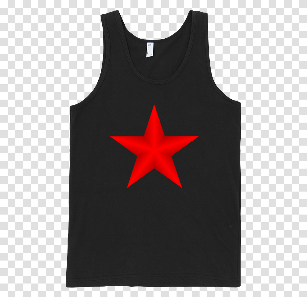 Download Red Star Fine Jersey Tank Top Unisex By Shirt Active Tank, Clothing, Apparel, Star Symbol, Cross Transparent Png
