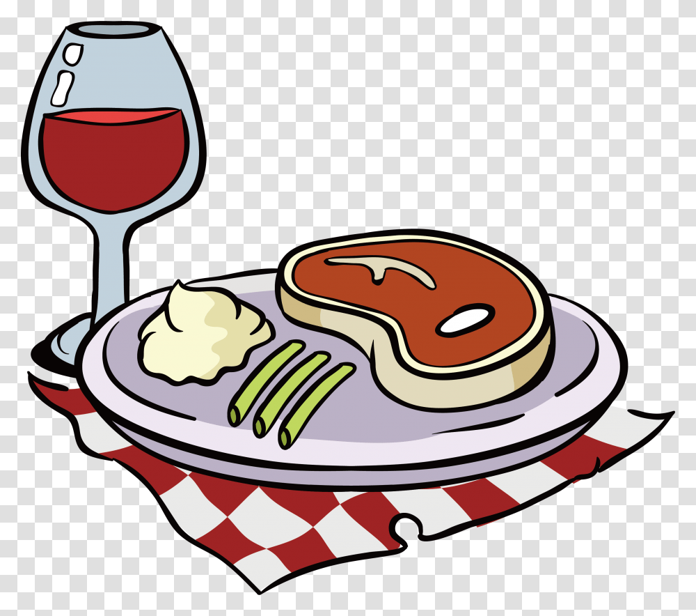 Download Red Wine Beefsteak Clip Art Plaid Tablecloth Steak Dinner Clip Art, Meal, Food, Alcohol, Beverage Transparent Png