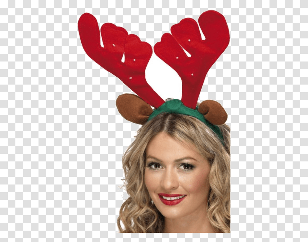 Download Reindeer Antlers Headband Christmas Snowflake Reindeer Antlers, Clothing, Apparel, Person, Human Transparent Png