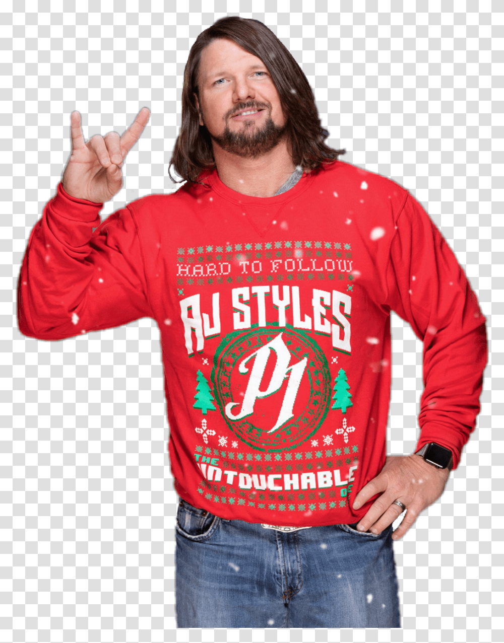 Download Report Abuse Aj Styles Christmas Full Size Merry Christmas Aj Styles, Clothing, Apparel, Sleeve, Person Transparent Png