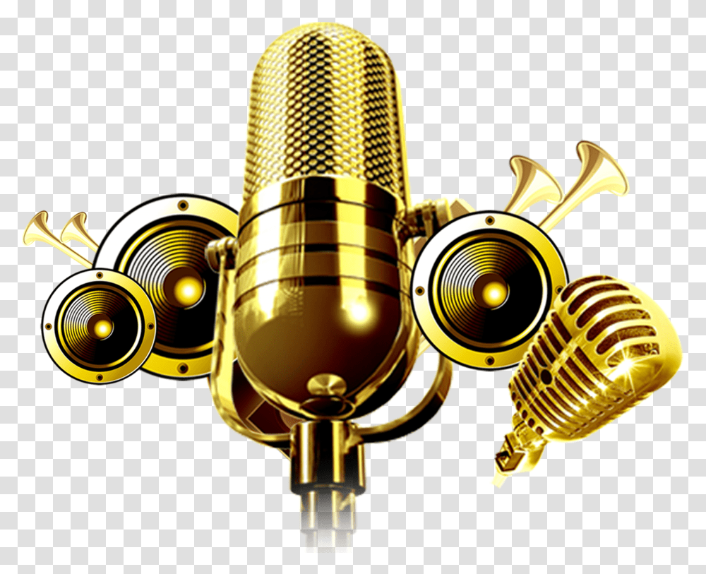 Download Retro Microphone Image With No Background Gold Mic, Electrical Device, Lamp Transparent Png