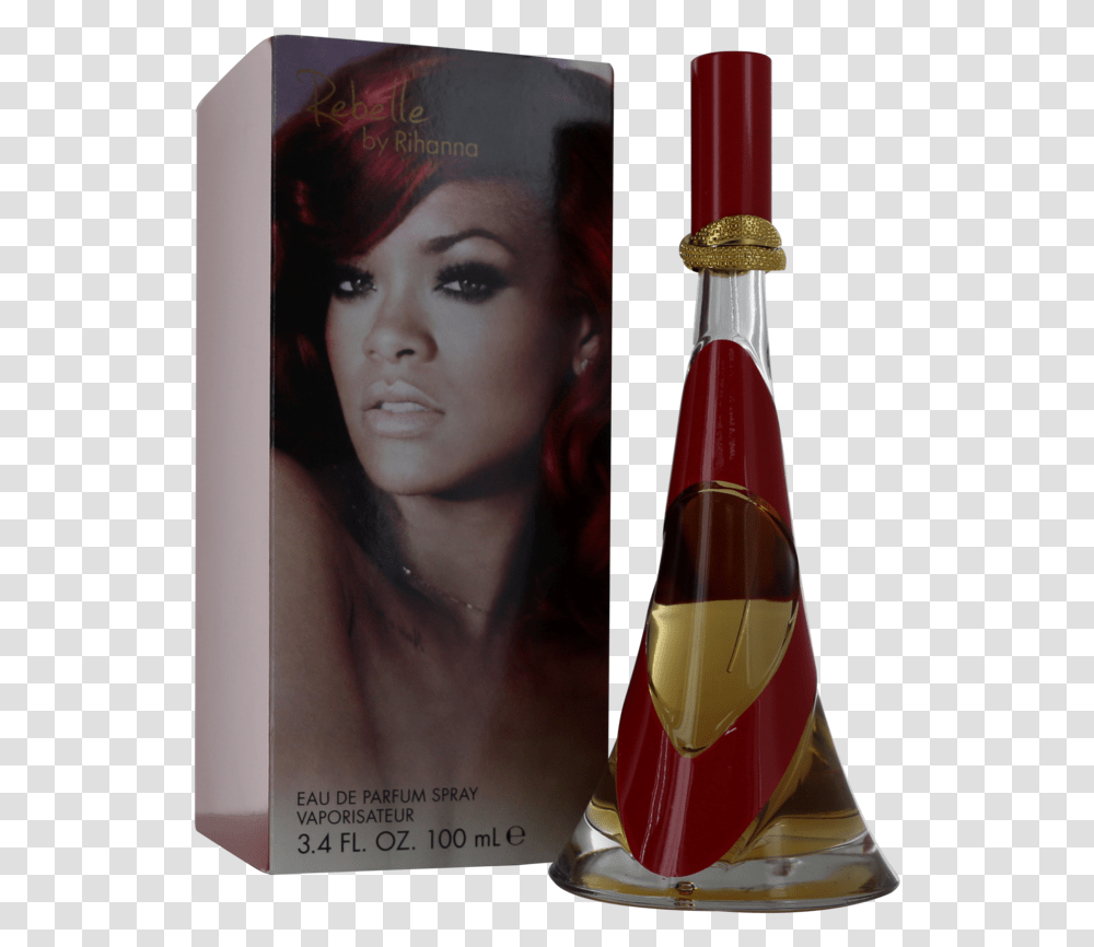 Download Rihanna Rebelle Ladies Perfume, Person, Alcohol, Beverage, Bottle Transparent Png