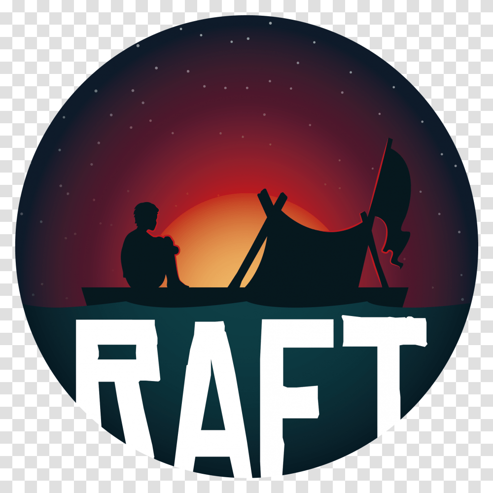 Download Rimworld Survival Multiplayer Brand Game Raft Logo Raft, Helmet, Person, Vehicle, Transportation Transparent Png