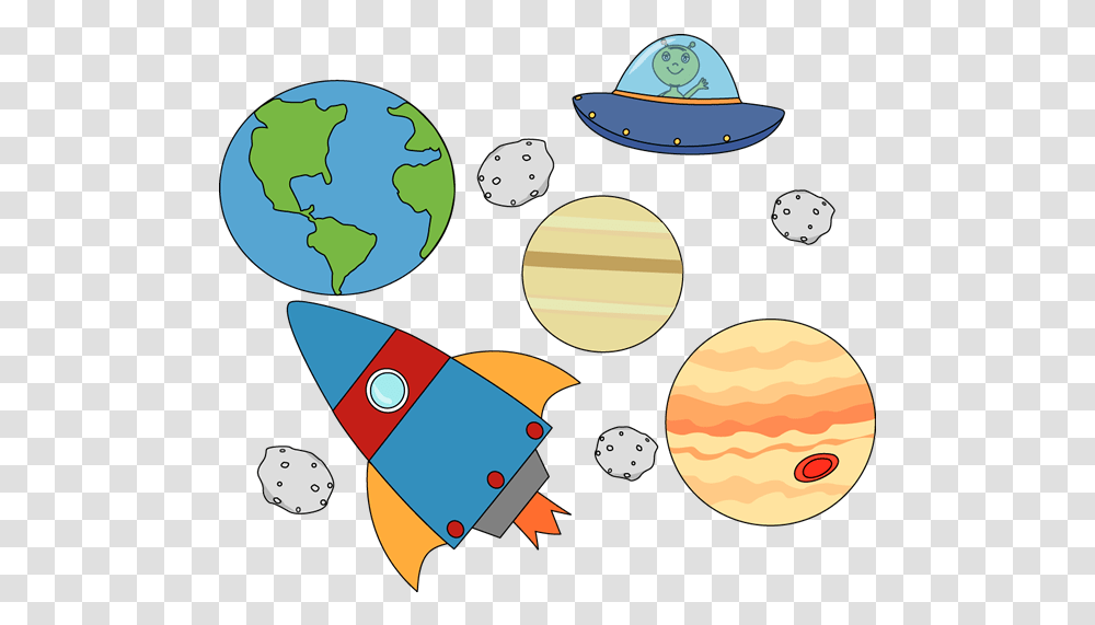 Download Rocket And Ufo Flying Through Space Vocabulary For Kids, Astronomy, Outdoors, Outer Space, Universe Transparent Png