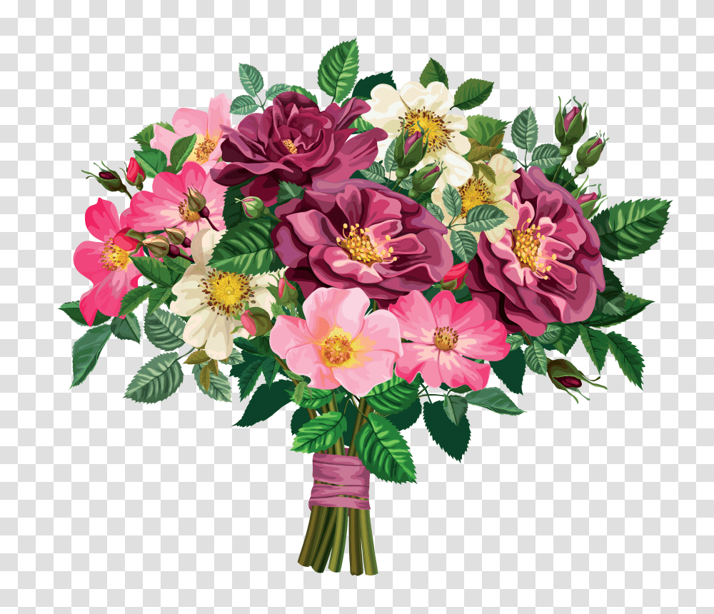 Download Rose Clipart Flower Bouquet Pencil And In Color Clipart Bouquet Flowers, Plant, Flower Arrangement, Blossom, Graphics Transparent Png