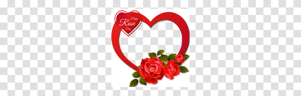 Download Rose Day Photo Frame Clipart Picture Frames Heart Heart, Flower, Plant, Blossom, Greeting Card Transparent Png