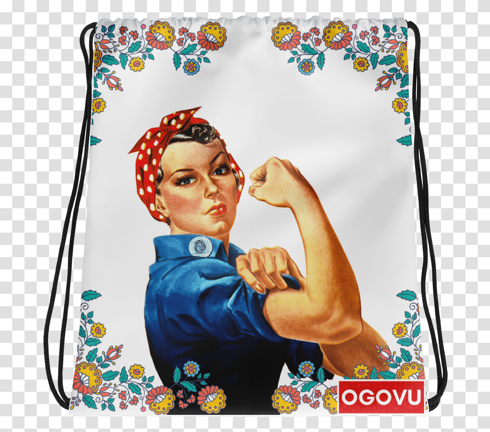 Download Rosie The Riveter Drawstring Bag Rosie The Happy Birthday Rosie The Riveter, Person, Human, Hand, Text Transparent Png