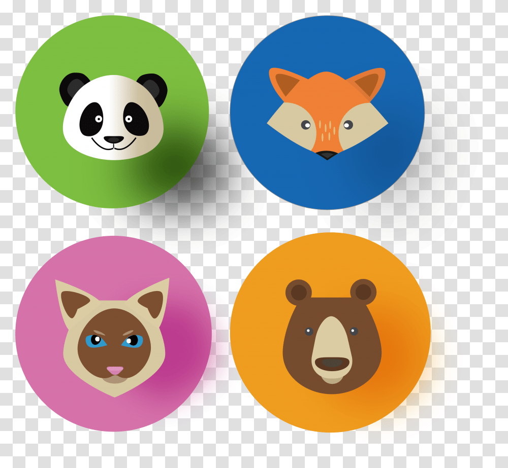 Download Round Color Animal Panda Fox Round Animal Clipart, Text, Food, Rubber Eraser, Sweets Transparent Png