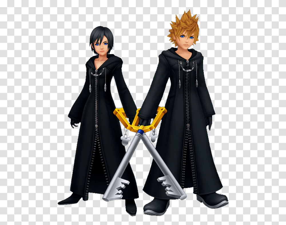 Download Roxas And Xion Khd Xion And Roxas Kingdom Hearts, Clothing, Apparel, Overcoat, Person Transparent Png