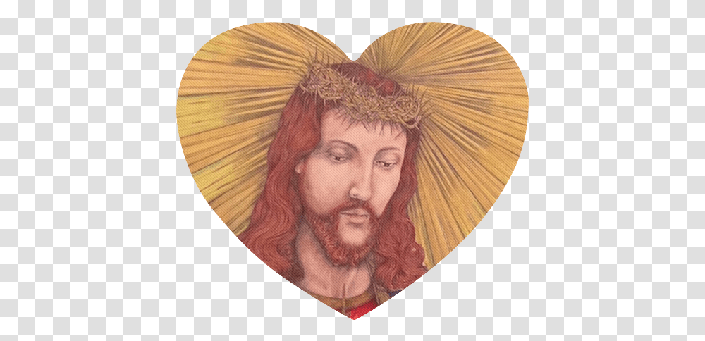 Download Sacred Heart Of Jesus Christ Drawing Shaped Jesus Christ Handbag, Plectrum, Person, Human, Painting Transparent Png
