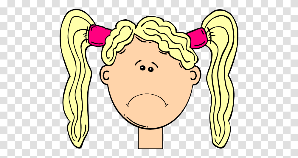 Download Sad Girl With Blonde Hair And Pigtails Clipart, Face, Food, Hat Transparent Png