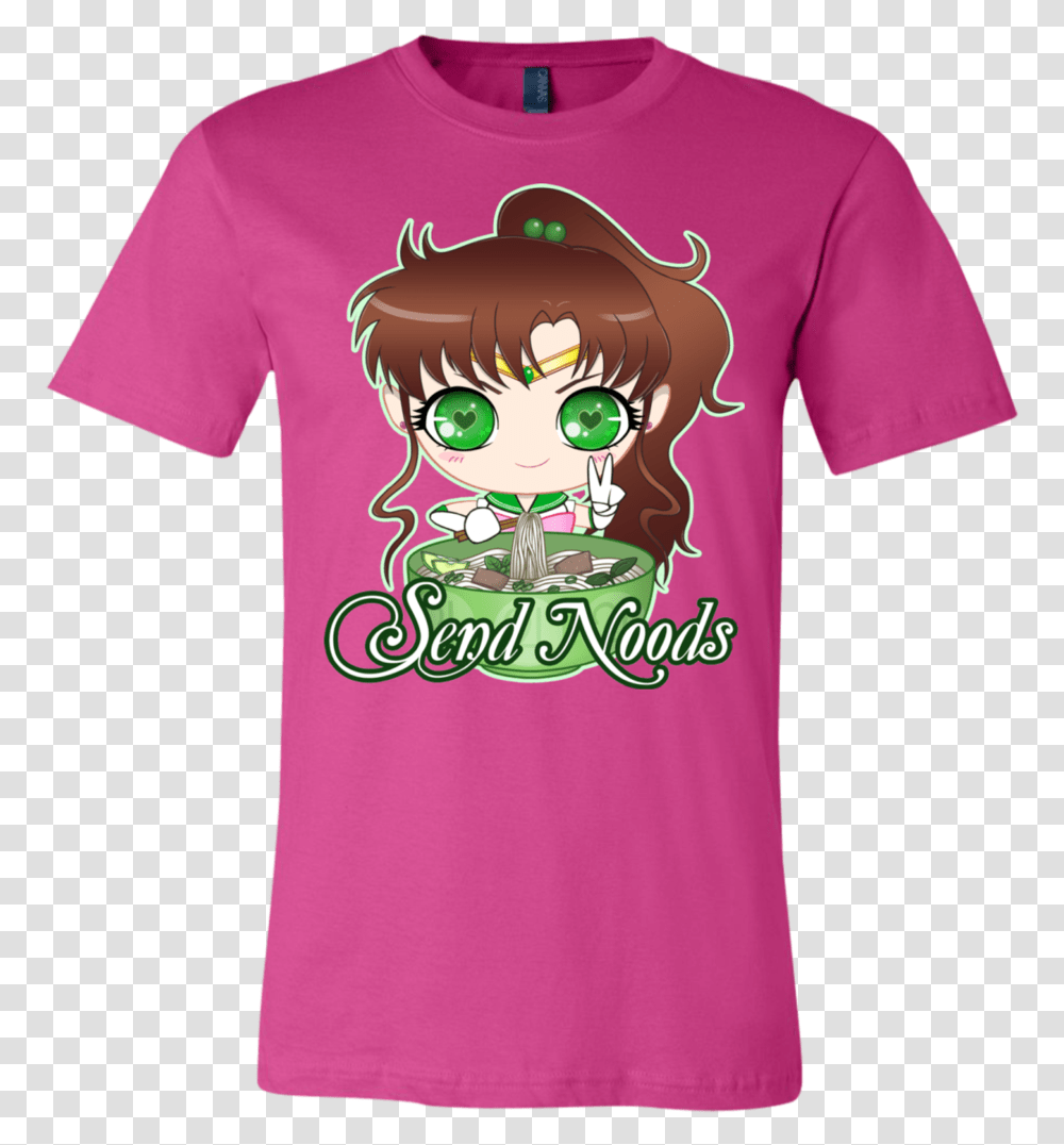 Download Sailor Jupiter Send Noods Bella Unisex Tee Pink T Shirt Design Family Is Love, Clothing, Apparel, T-Shirt, Person Transparent Png
