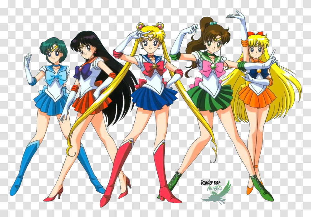 Download Sailor Moon Sailor Moon All Girls, Comics, Book, Person, Manga Transparent Png