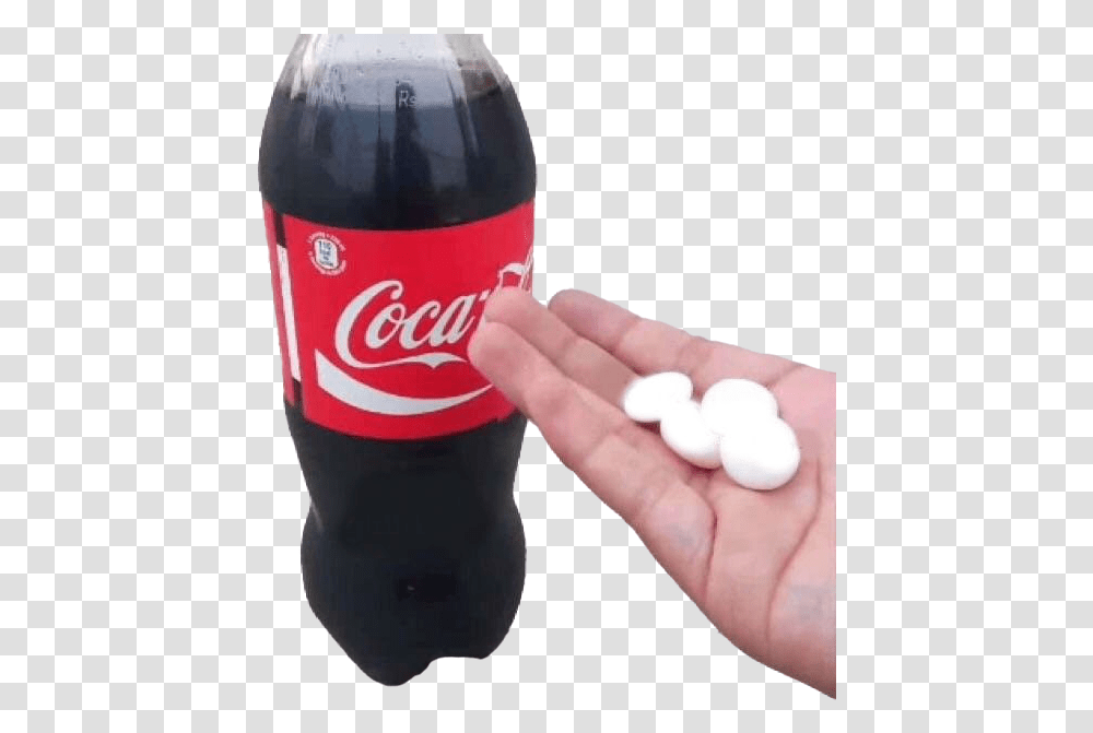 Download Salt Bae But With Mentos And Coke Coca Cola Coke And Mentos Meme, Beverage, Drink, Soda, Person Transparent Png