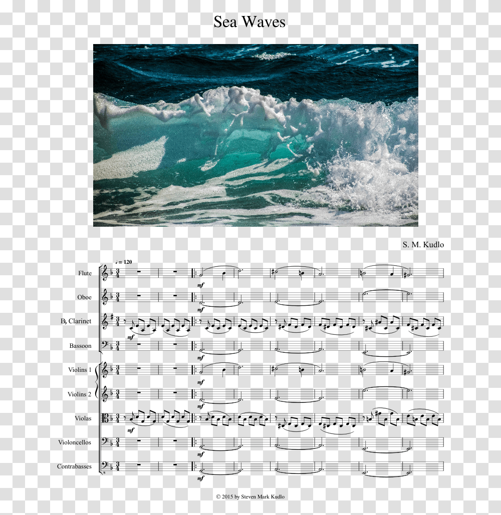 Download Sea Waves Sheet Music For Flute Clarinet Oboe Beach Water Splash Background, Outdoors, Nature, Ocean, Tsunami Transparent Png