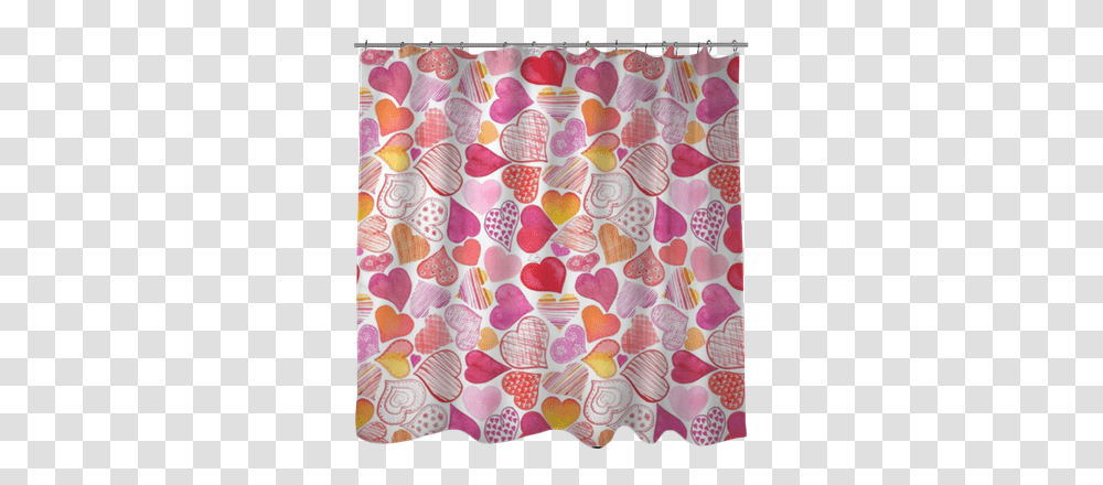 Download Seamless Pattern With Watercolor Heart Curtain Art, Rug, Shower Curtain Transparent Png