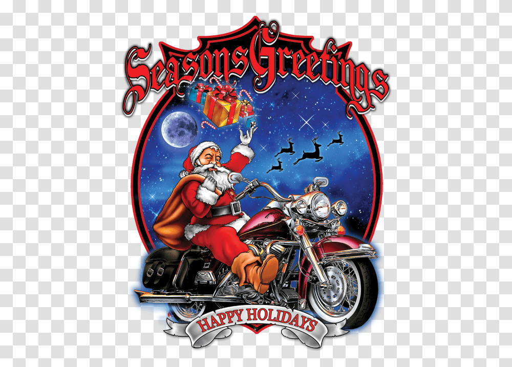 Download Seasons Greetings Happy Holidays Happy Holidays Happy Holidays Motorcycle, Vehicle, Transportation, Wheel, Machine Transparent Png