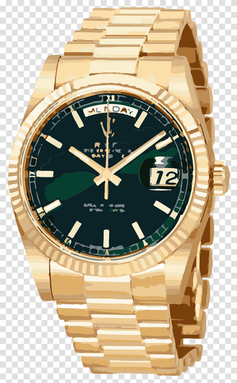 Download See Clipart Gold Watch Rolex Day Date Diamond Bezel, Wristwatch, Clock Tower, Architecture, Building Transparent Png