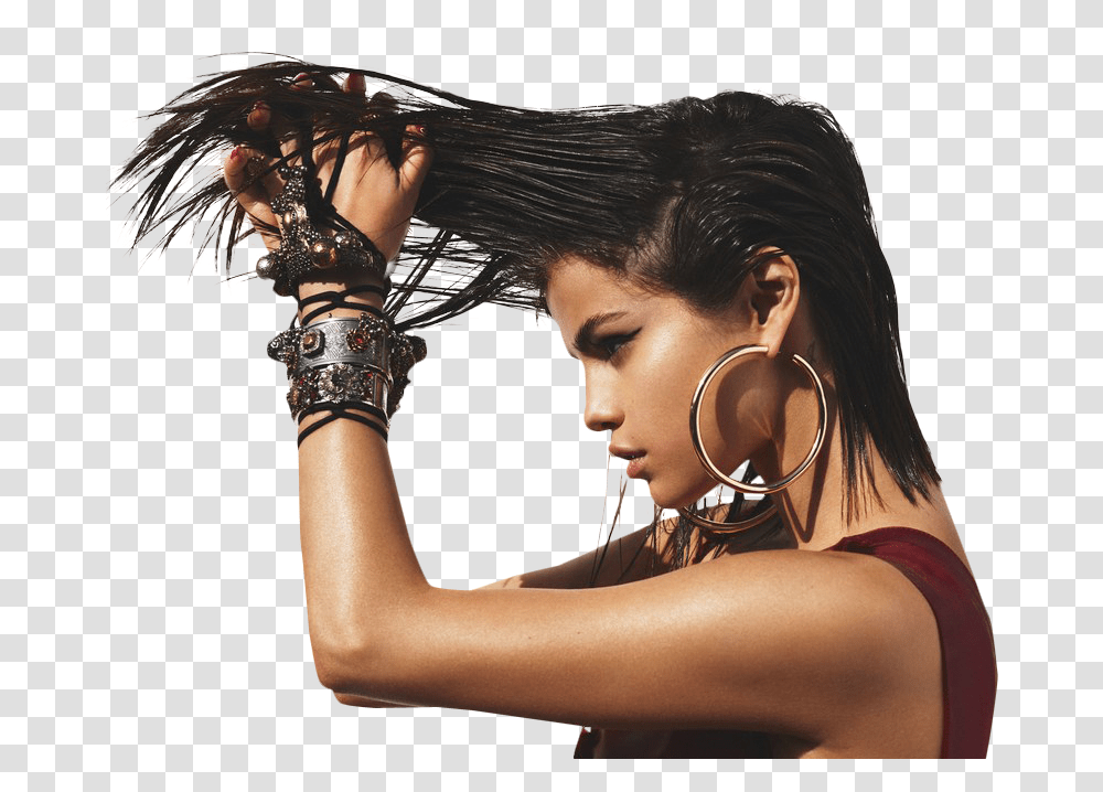 Download Sexy Selena Gomez Holding Her Hairs Image For Free Selena Gomez Vogue 2017, Arm, Person, Skin, Face Transparent Png